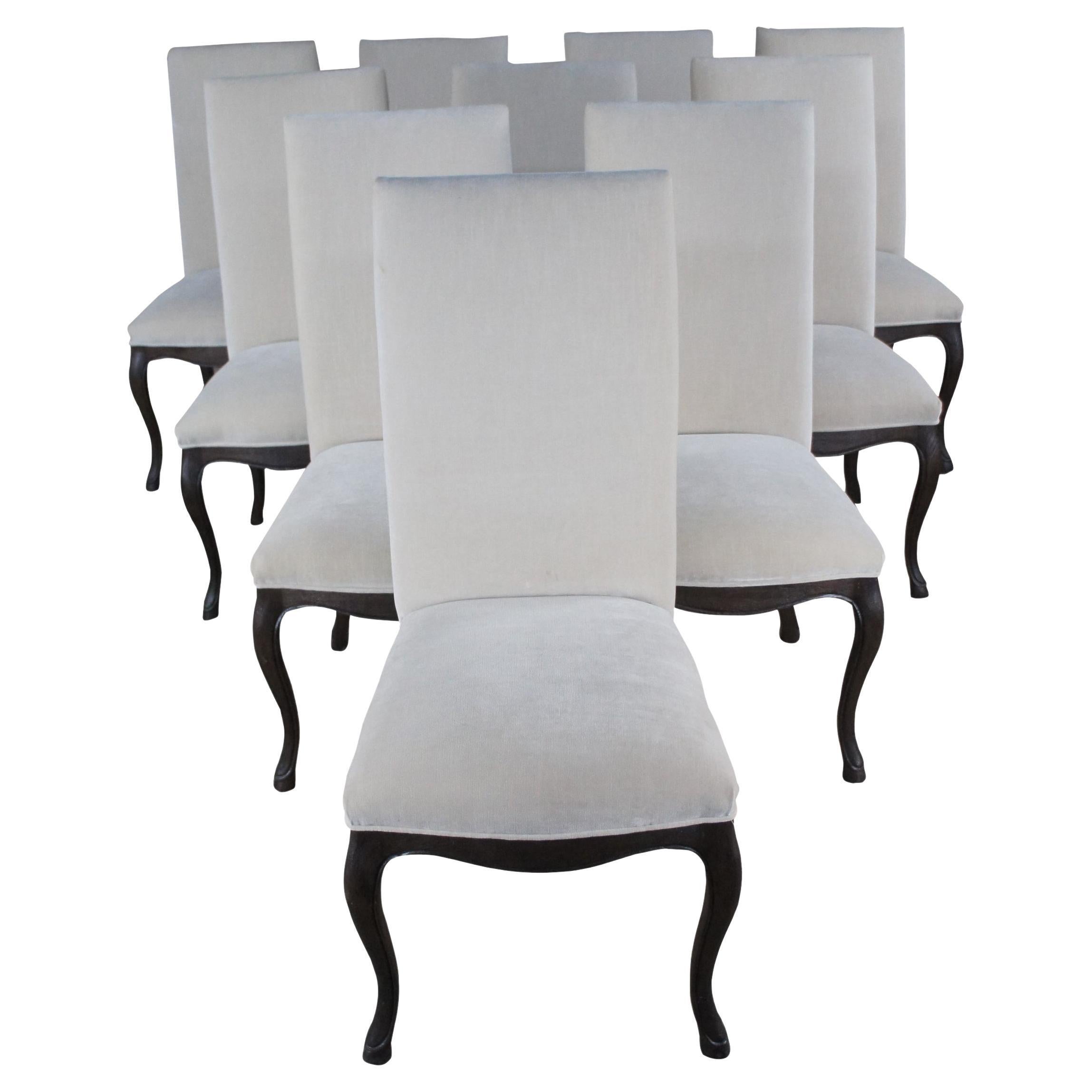10 Restoration Hardware French Louis XVI Velvet Upholstered Dining Chairs