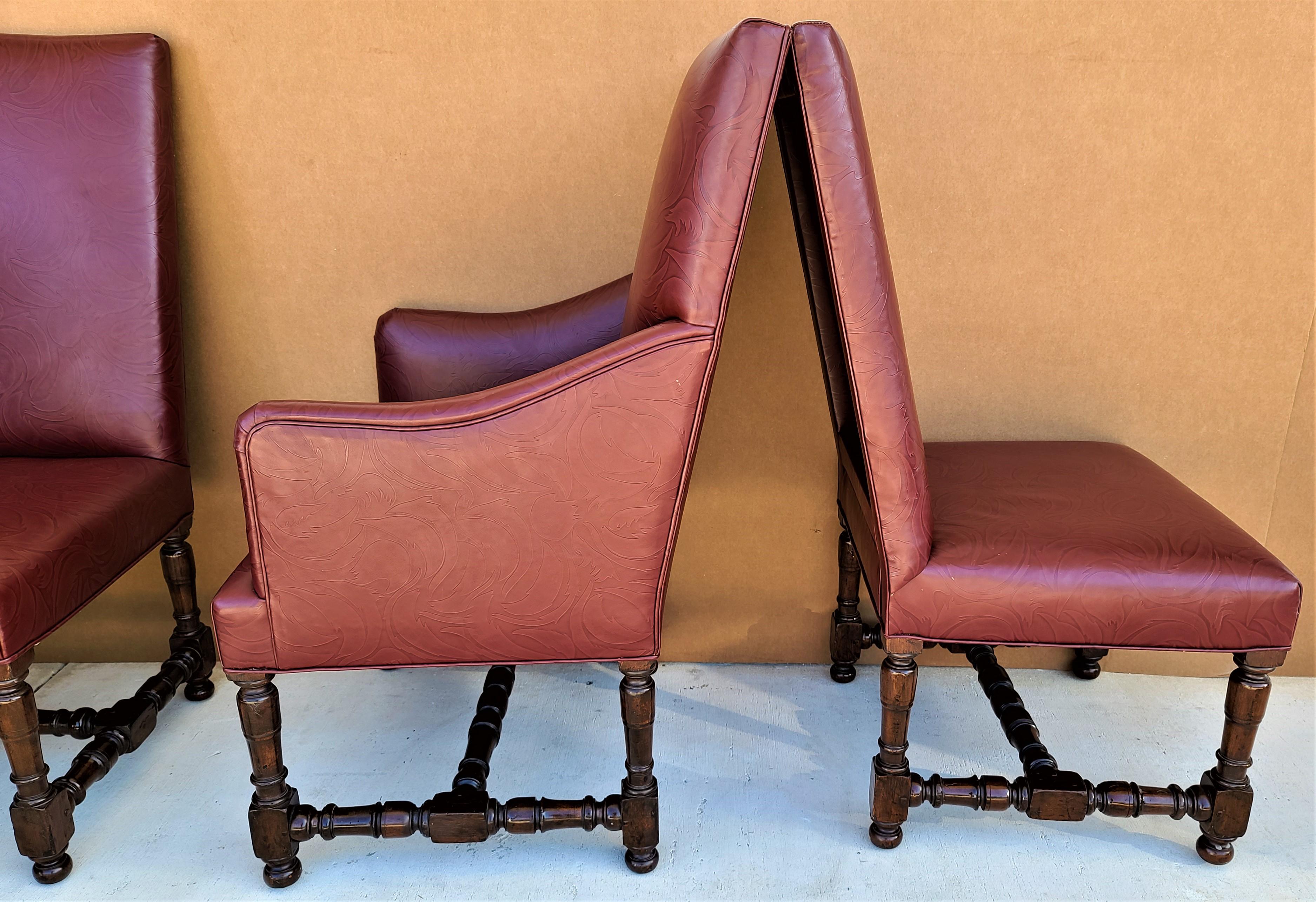 '10' Rose Tarlow Melrose House Louis XIII Acanthus Leaf Leather Dining Chairs In Good Condition For Sale In Lake Worth, FL