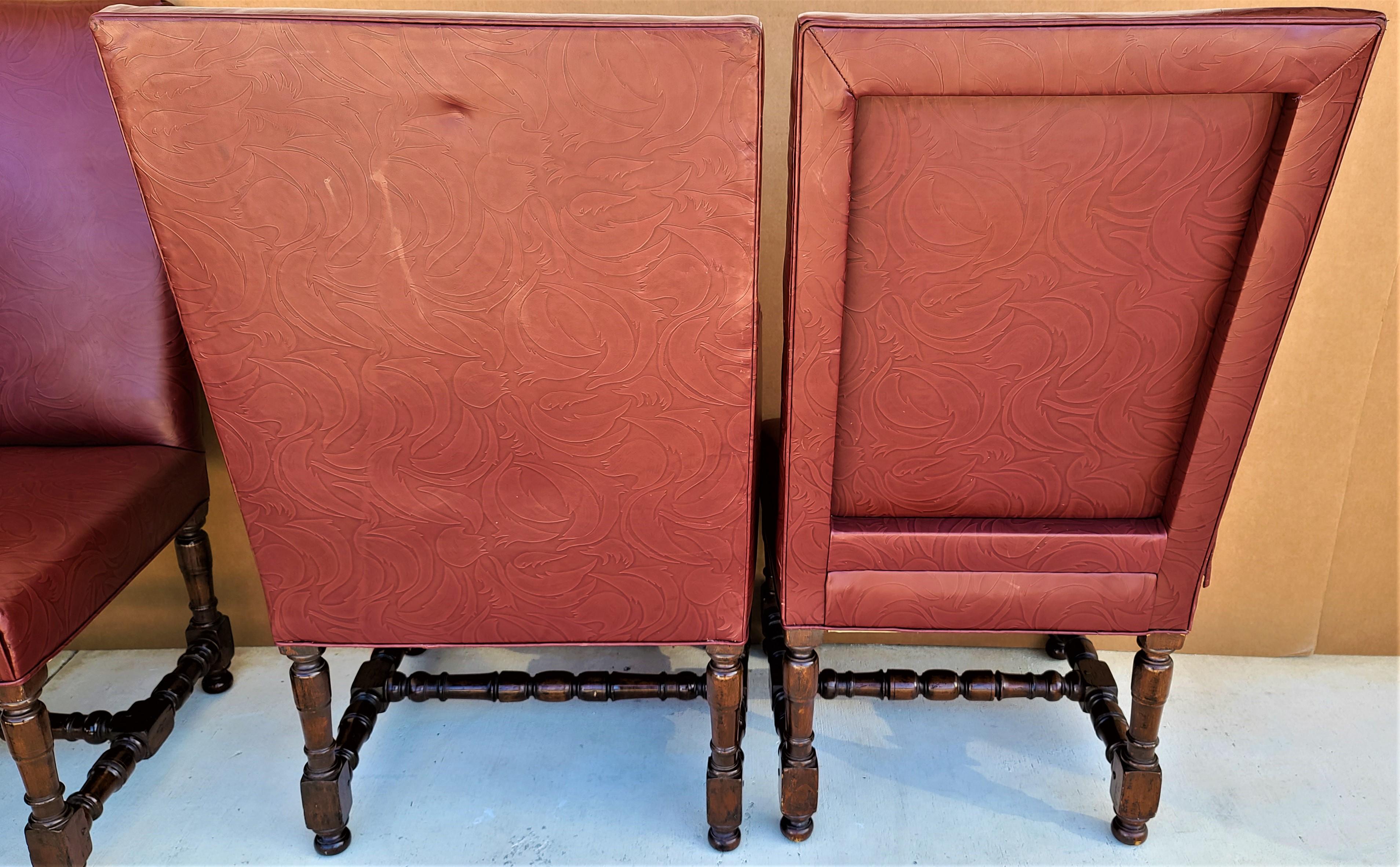 20th Century '10' Rose Tarlow Melrose House Louis XIII Acanthus Leaf Leather Dining Chairs For Sale