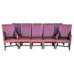 '10' Rose Tarlow Melrose House Louis XIII Acanthus Leaf Leather Dining Chairs