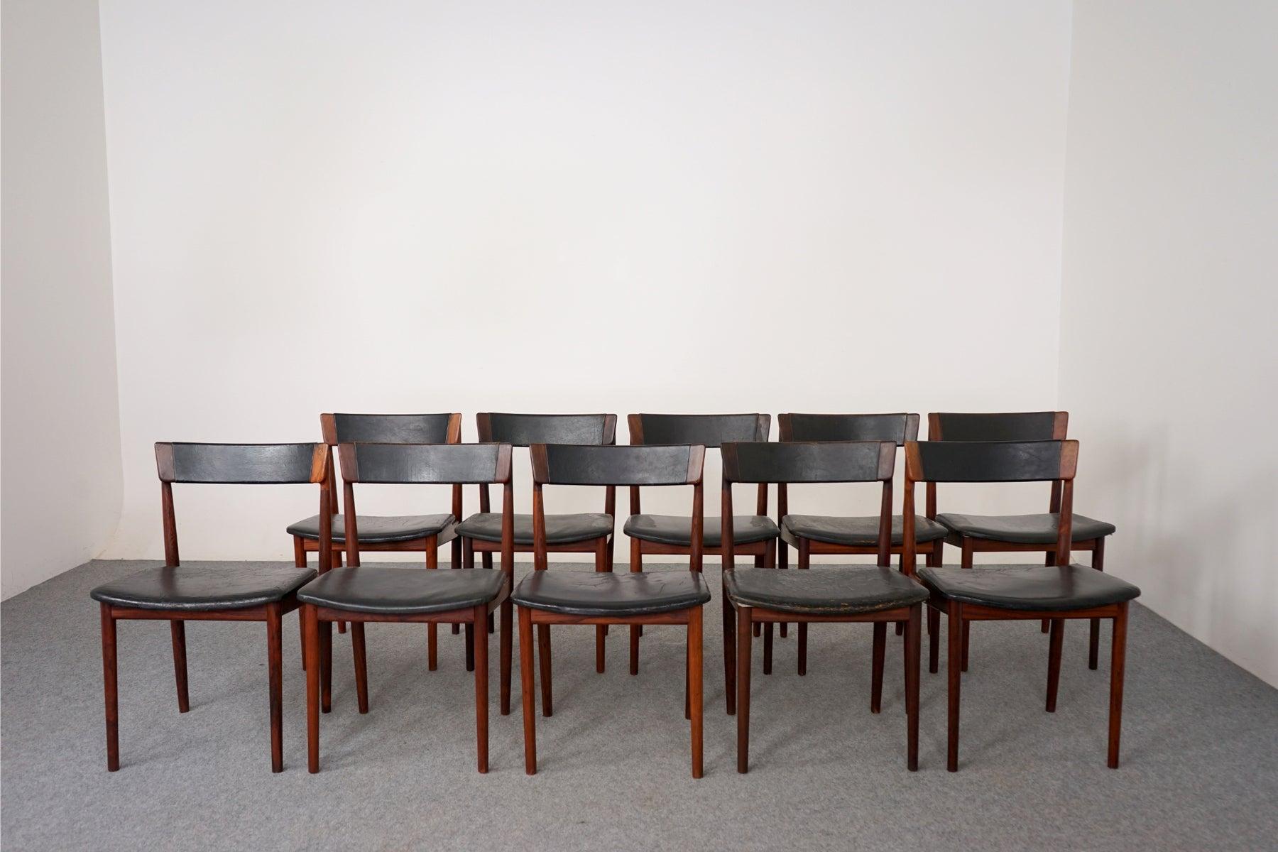 10 Rosewood & Leather Danish Modern Dining Chairs by Henry Rosengren-Hansen 5