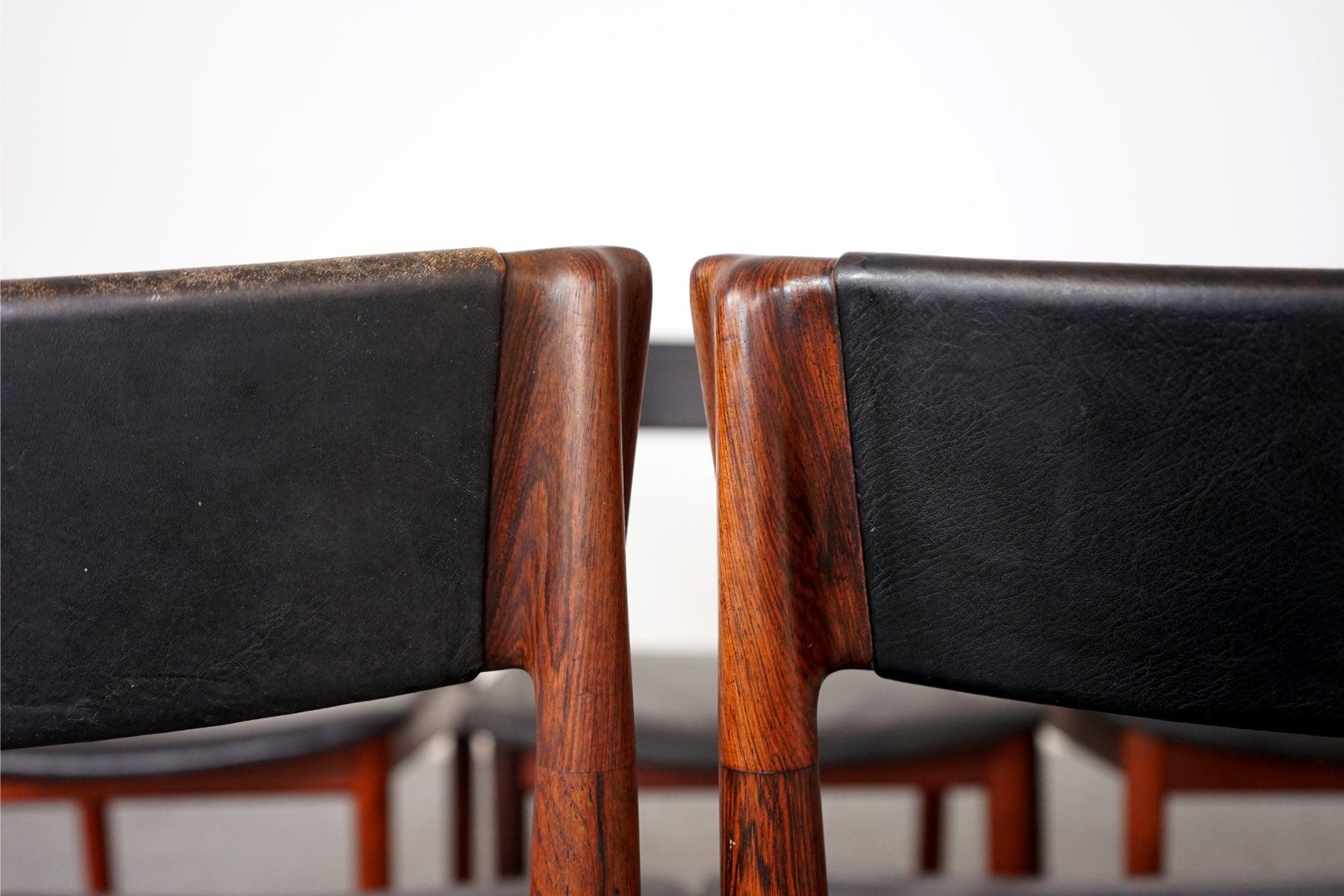 10 Rosewood & Leather Danish Modern Dining Chairs by Henry Rosengren-Hansen 6