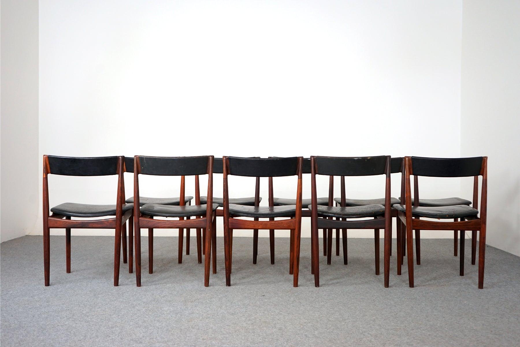 10 Rosewood & Leather Danish Modern Dining Chairs by Henry Rosengren-Hansen 7