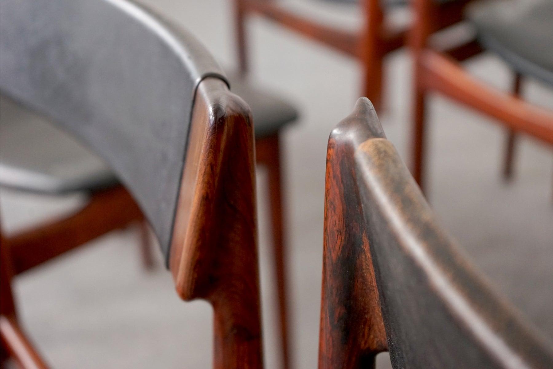 10 Rosewood & Leather Danish Modern Dining Chairs by Henry Rosengren-Hansen 11