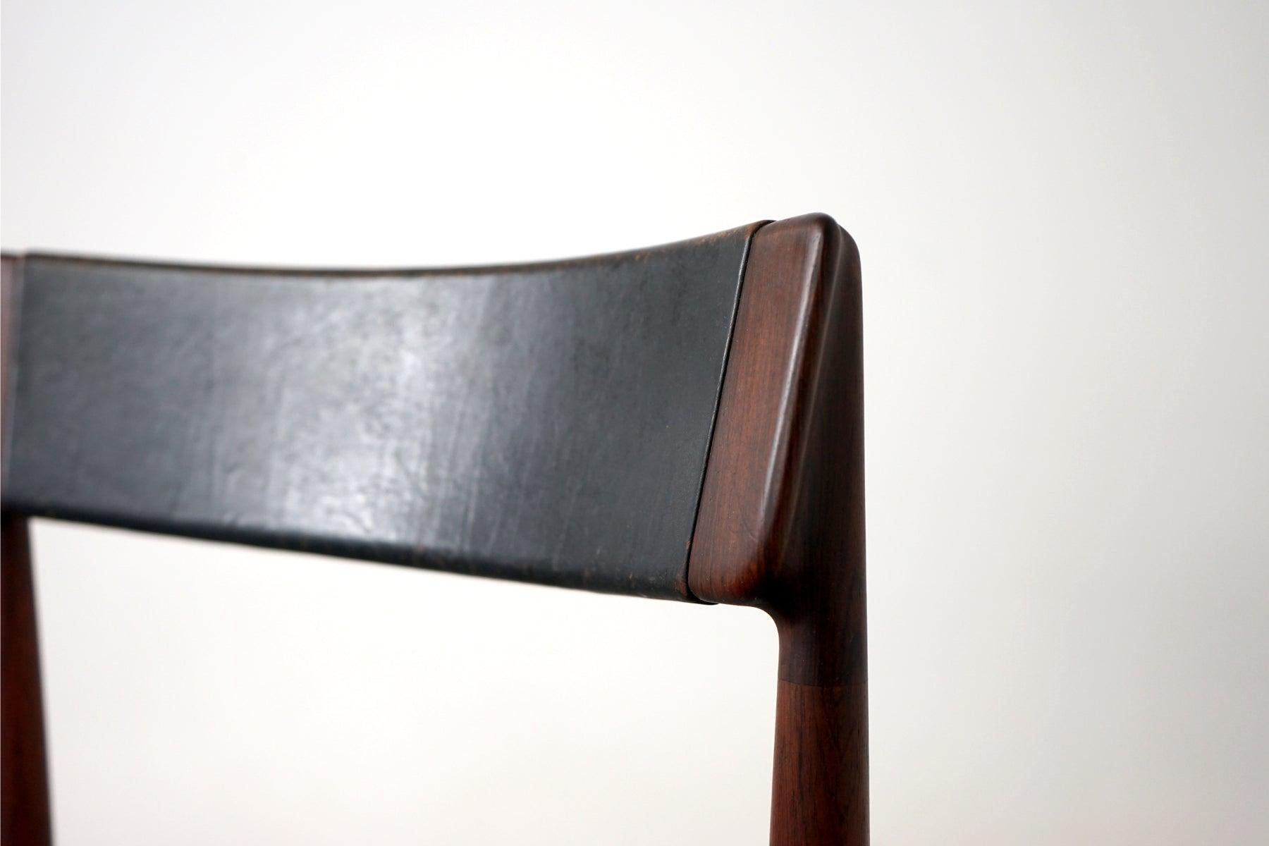 Scandinavian Modern 10 Rosewood & Leather Danish Modern Dining Chairs by Henry Rosengren-Hansen