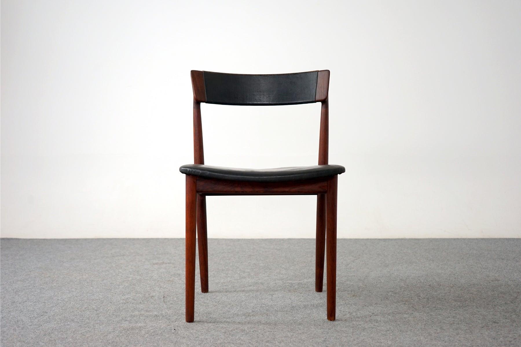 10 Rosewood & Leather Danish Modern Dining Chairs by Henry Rosengren-Hansen In Fair Condition In VANCOUVER, CA