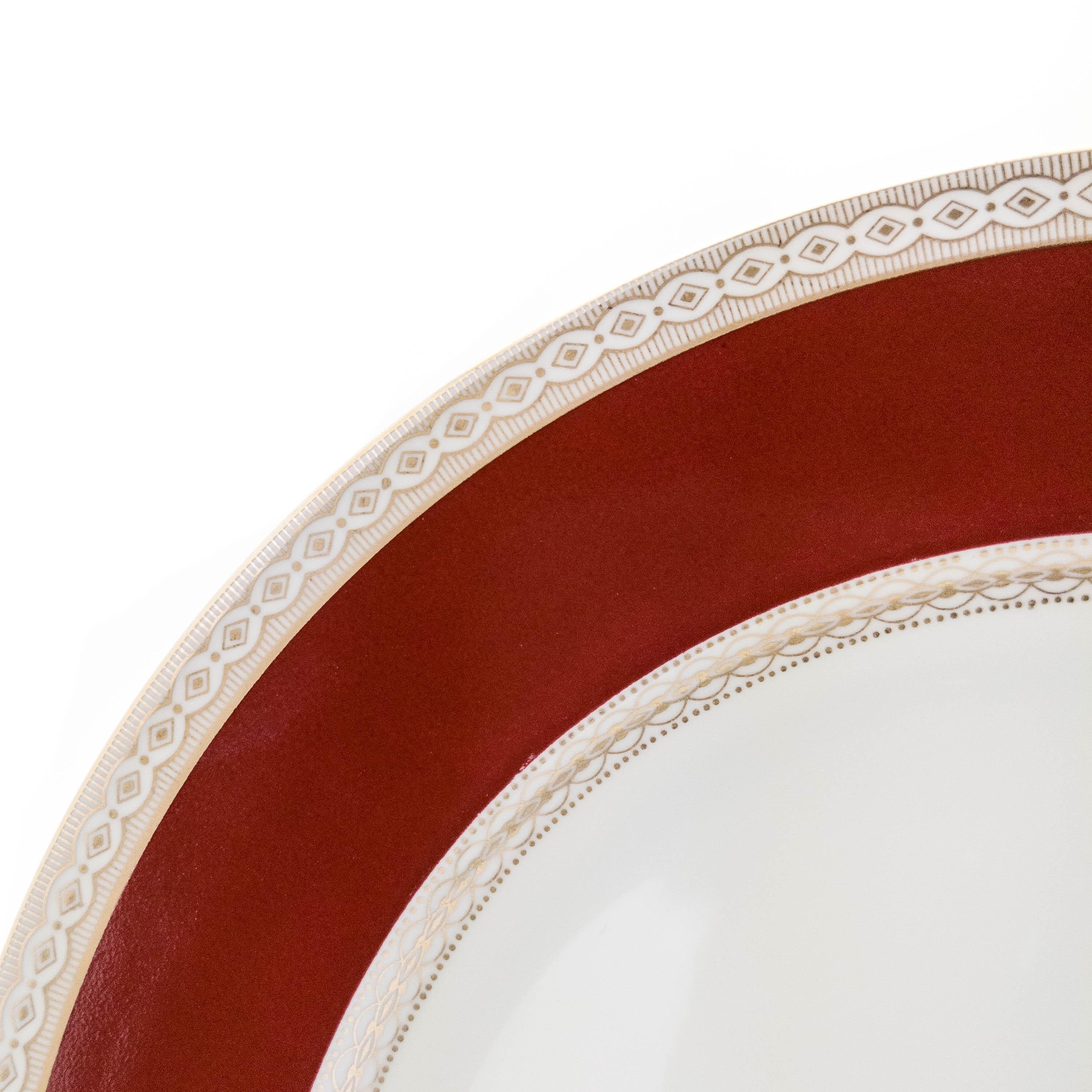 Fait main 10 assiettes à dîner en rubis et or de Royal Bavaria, Antiques, circa 1920 en vente