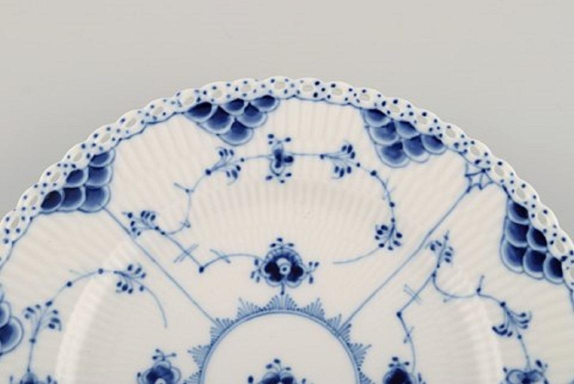Hand-Painted 10 Royal Copenhagen Blue Fluted Full Lace Plates in Openwork Porcelain
