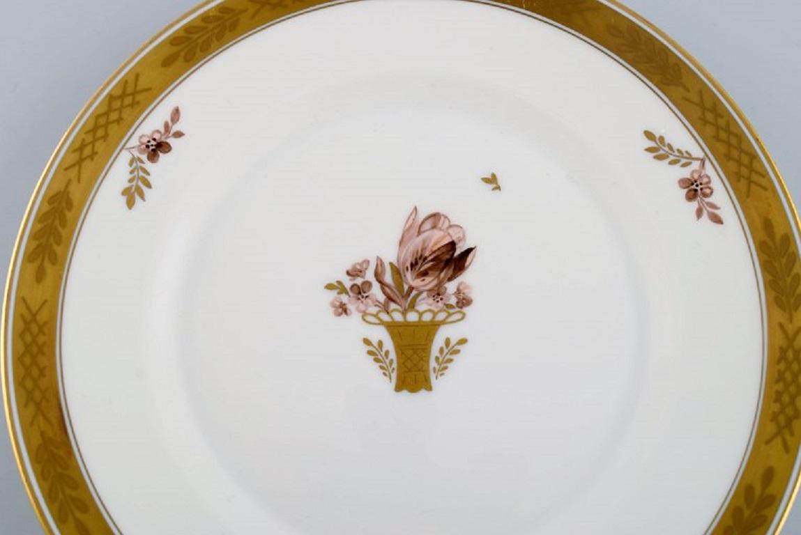 Danish 10 Royal Copenhagen Golden Basket Lunch Plates in Hand-Painted Porcelain