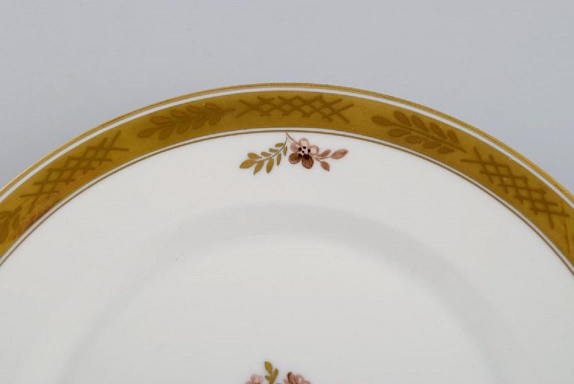 Mid-20th Century 10 Royal Copenhagen Golden Basket Lunch Plates in Hand-Painted Porcelain