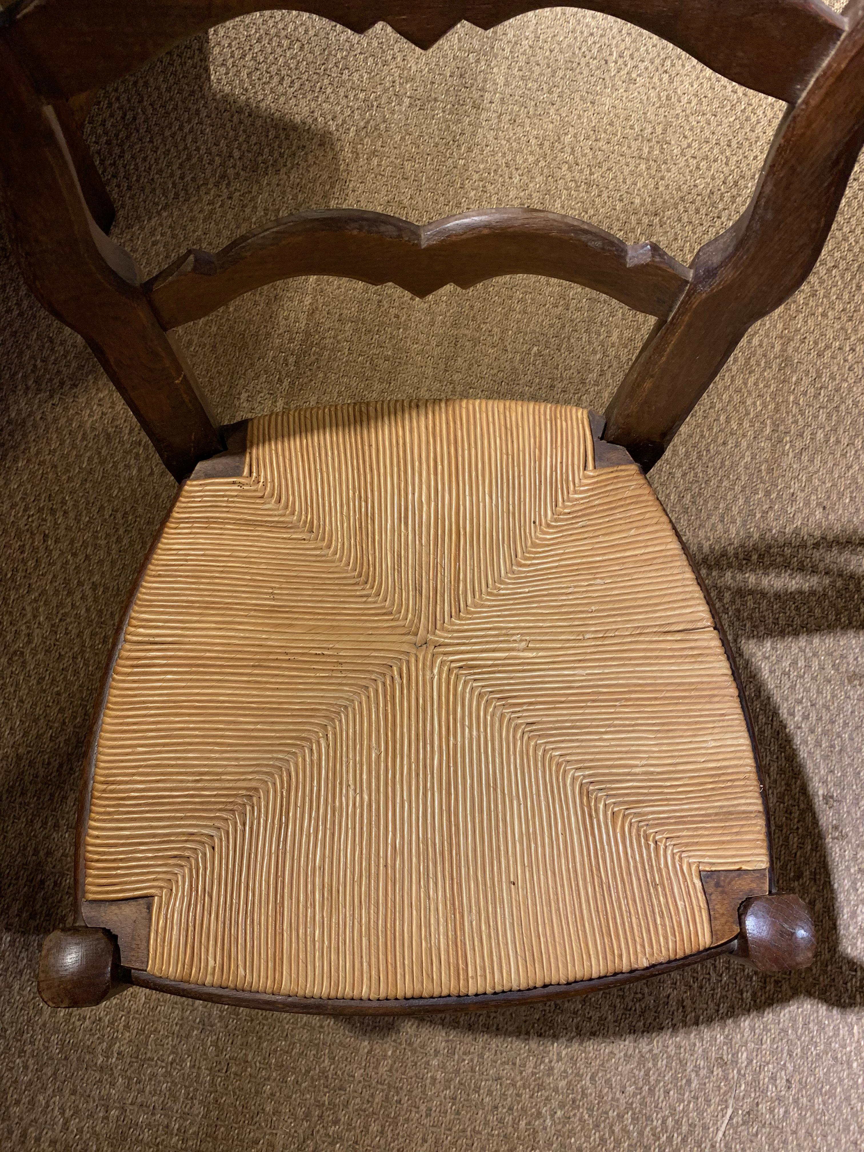 Mid-20th Century 10 Rush Seated Oak Dining Chairs For Sale