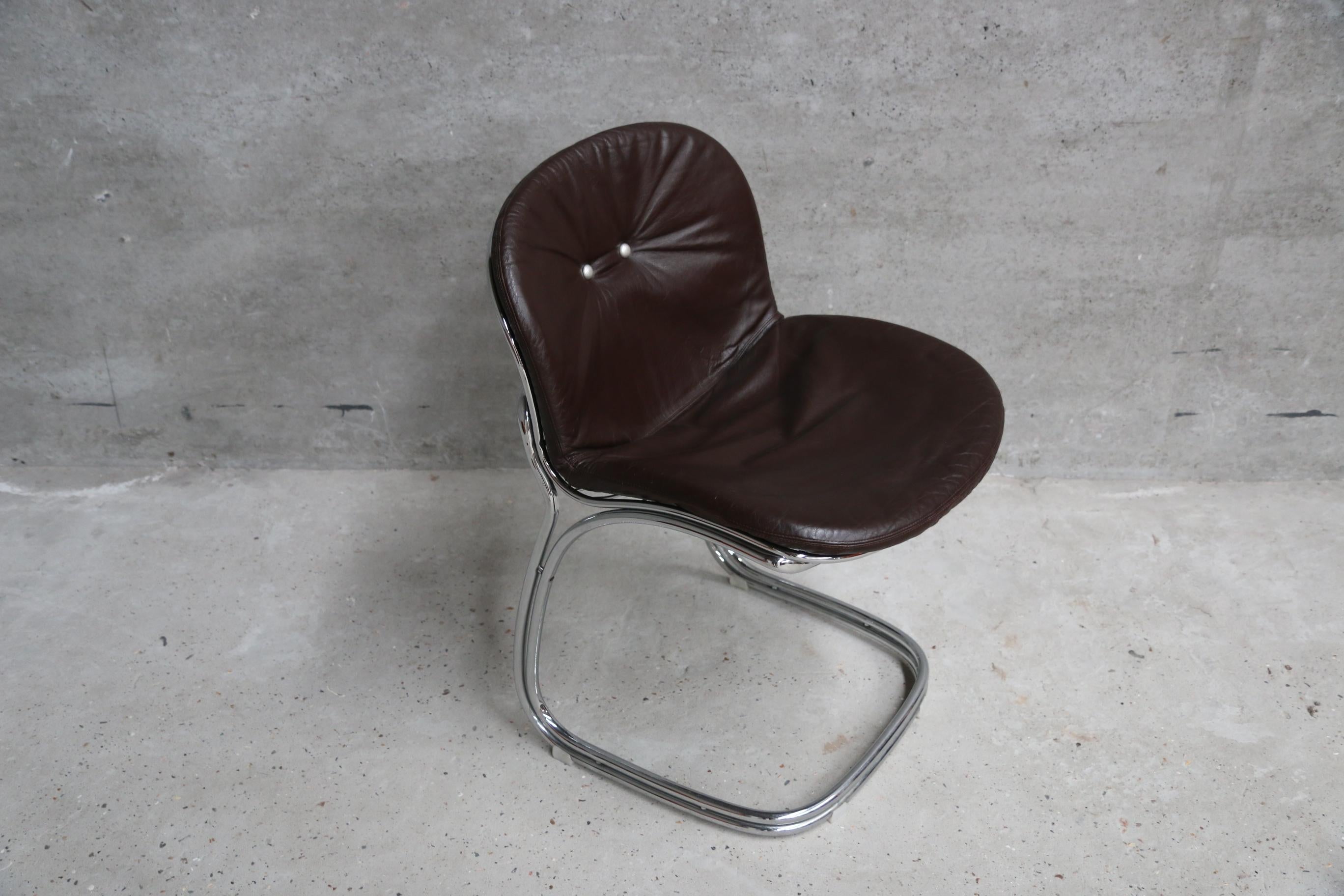 Set of 10 Sabrina Chair designed for RIMA by Gastone Rinaldi with original uphosltery in chocolate brown leather.

Gastone Rinaldi was born in Padua on 16 November 1920. In 1916 his father Mario had established RIMA, a company for the production