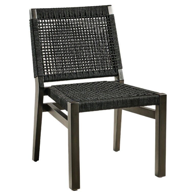 10 Stackable Outdoor Dining Chairs, Wood / Rope For Sale at 1stDibs