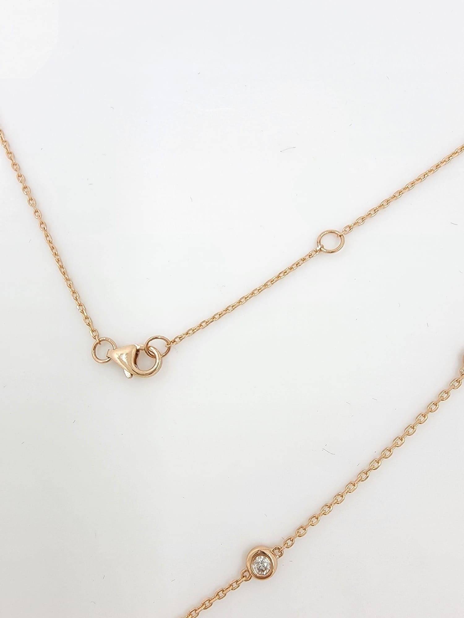 Brilliant Cut 10-Station Diamond by the Yard Necklace in 14 Karat Rose Gold For Sale