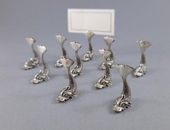 10 Sterling Silver Place Card Holders Fish