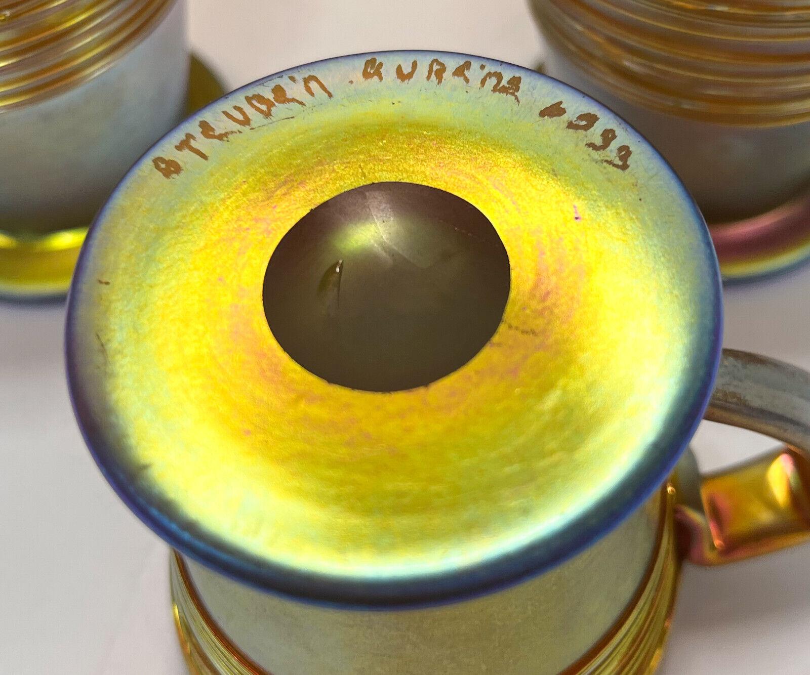 20th Century  10 Steuben 4 ounce Gold Aurene Handled Threaded Cocktail Glass Cups #6333 For Sale