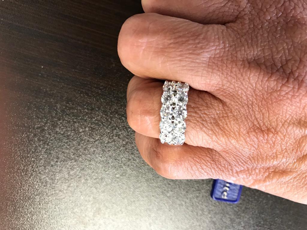 Modern 10-Stone Diamond Ring Halfway 2 Row