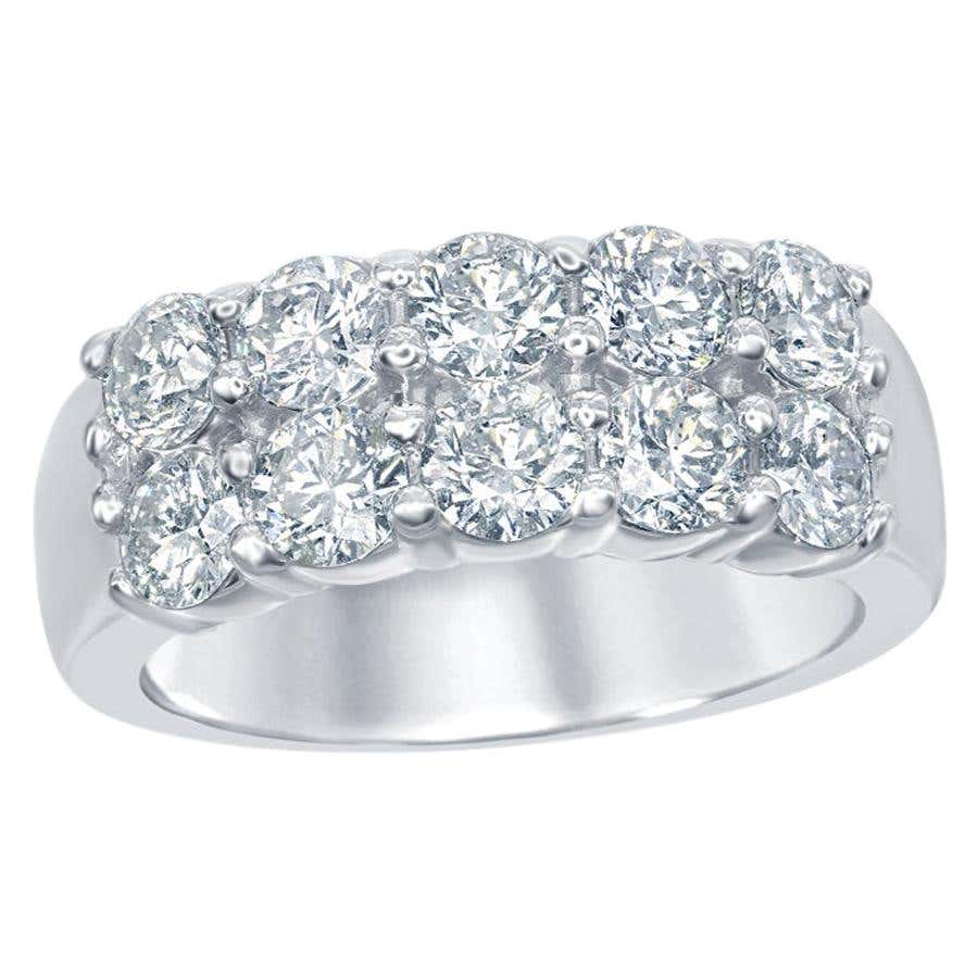 10-Stone Diamond Ring Halfway 2 Row For Sale at 1stDibs | 2 row diamond ...