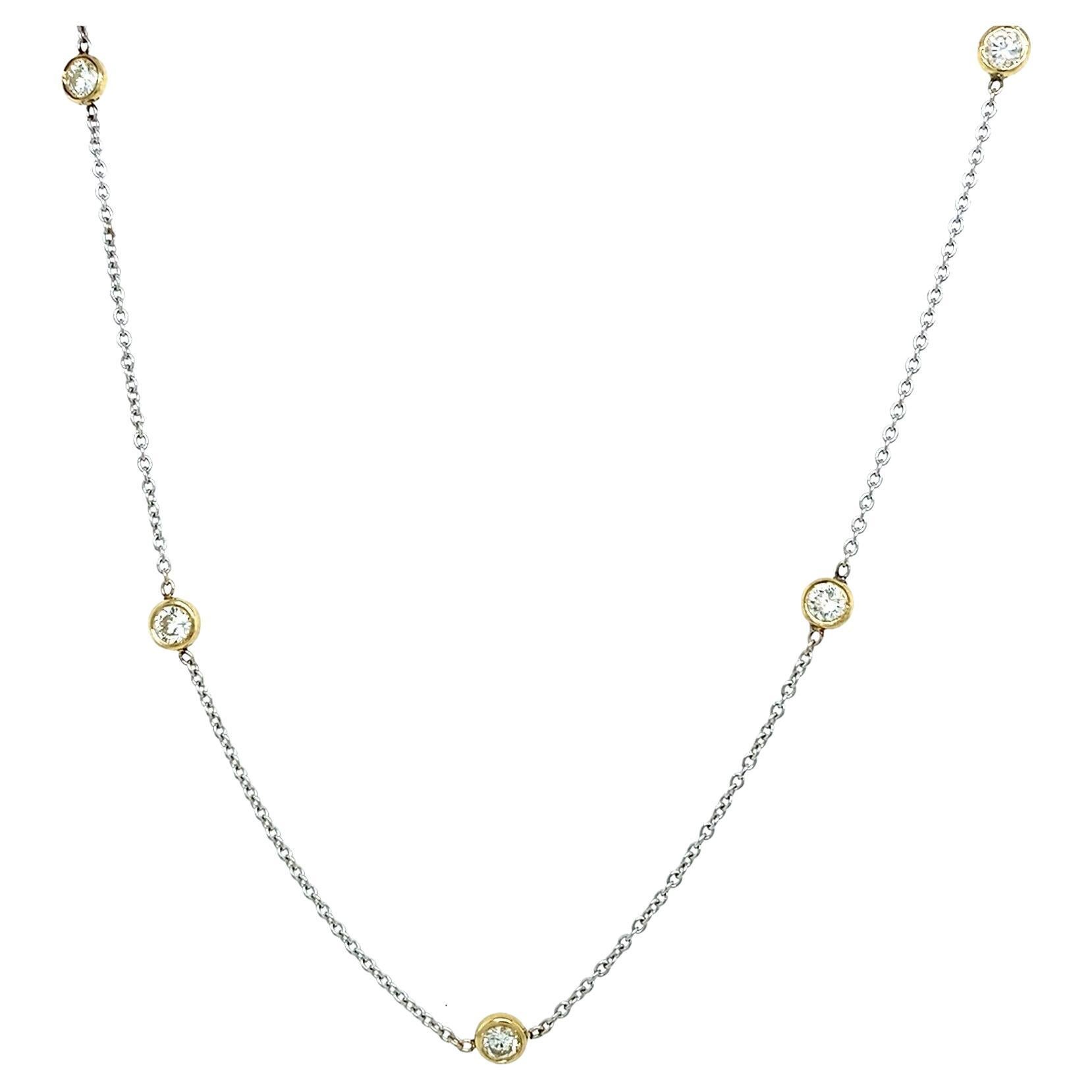 10-Stone Rubover Necklace Set with 1.60ct G/H SI Diamonds in 14ct White Gold For Sale