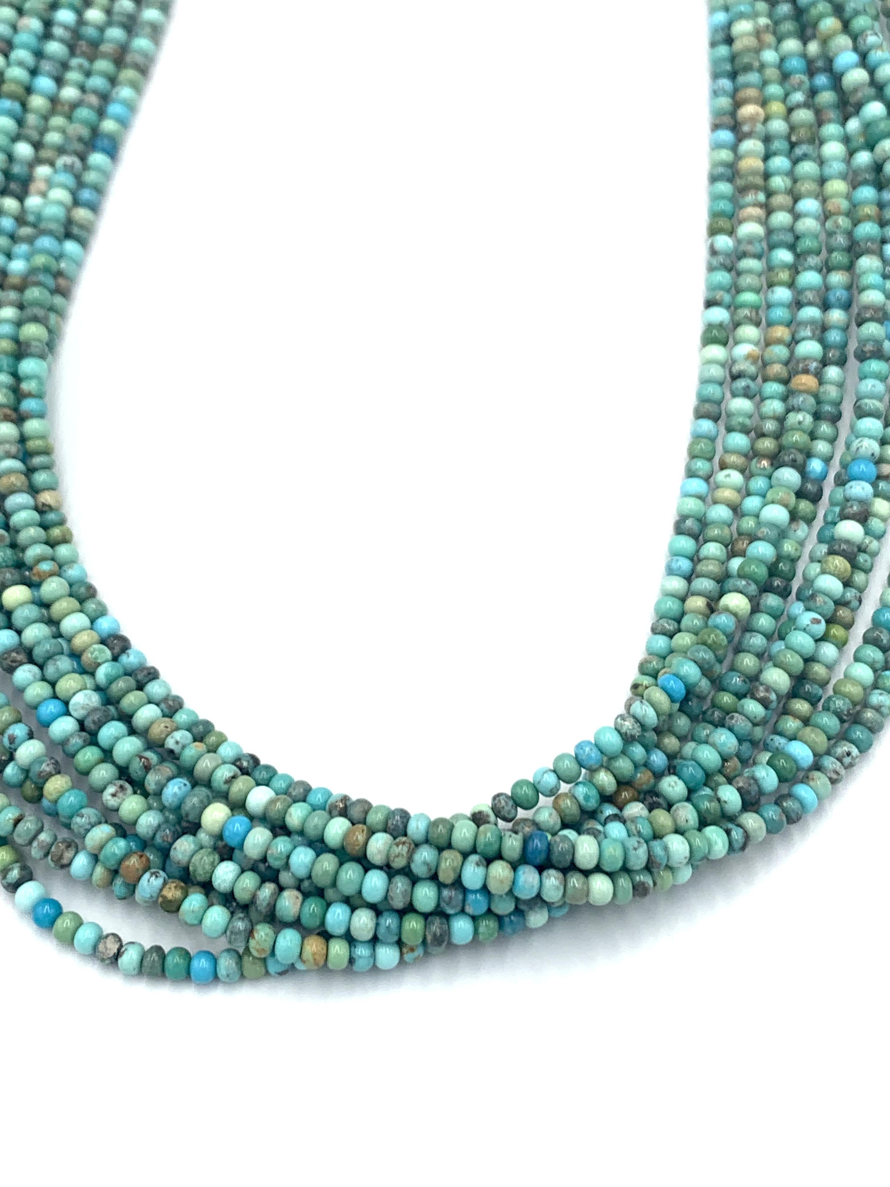 Collana di perline di turchese a 10 fili arrotolati a mano in vendita 5