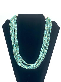 10-Strand Hand-Rolled Turquoise Beaded Necklace