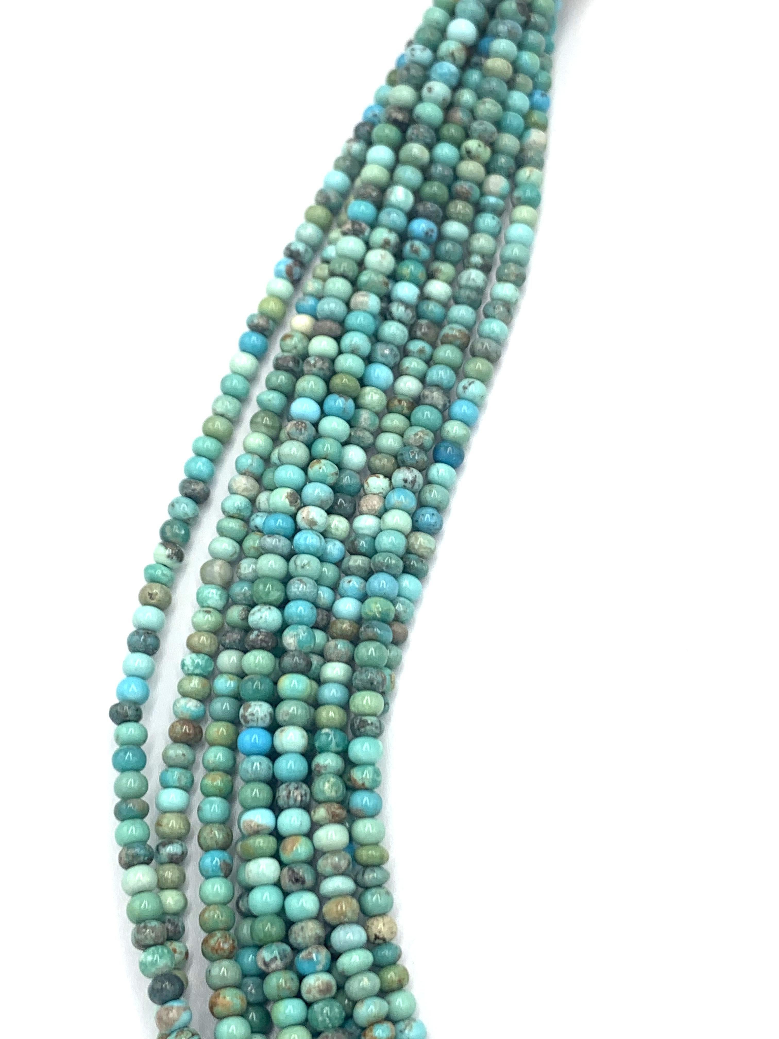 da uomo o donna Collana di perline di turchese a 10 fili arrotolati a mano in vendita
