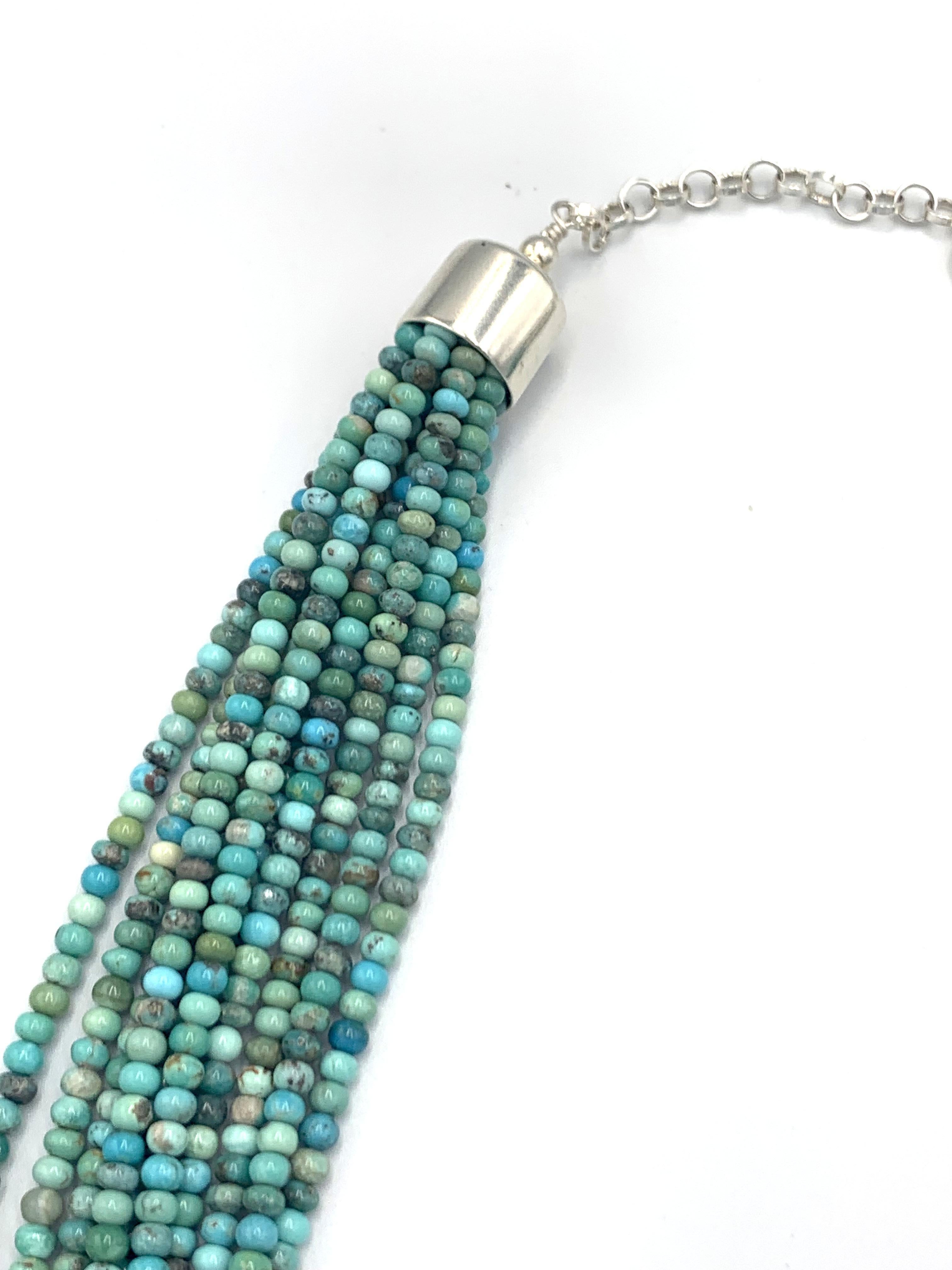 Collana di perline di turchese a 10 fili arrotolati a mano in vendita 1