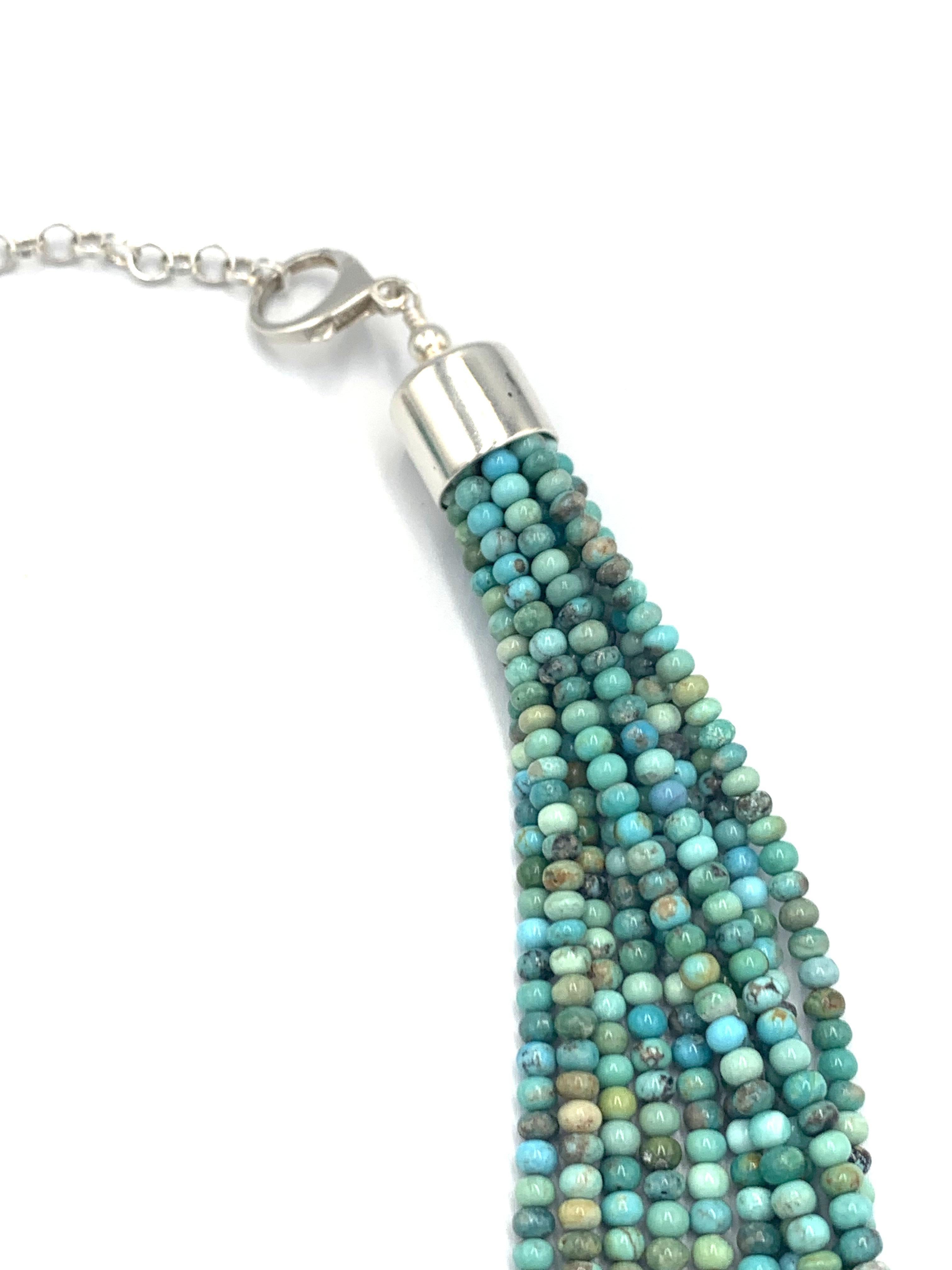 Collana di perline di turchese a 10 fili arrotolati a mano in vendita 2