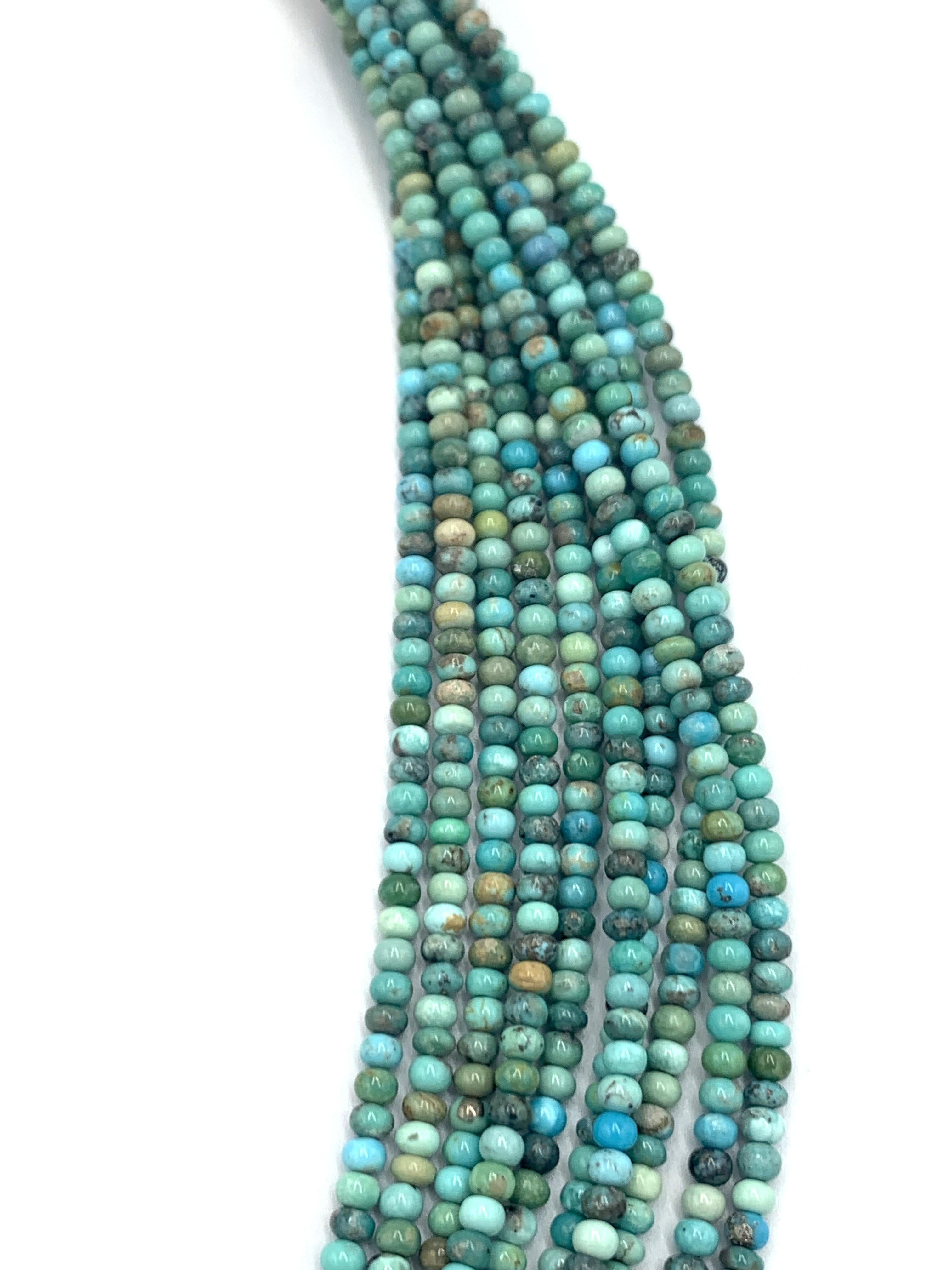 Collana di perline di turchese a 10 fili arrotolati a mano in vendita 3