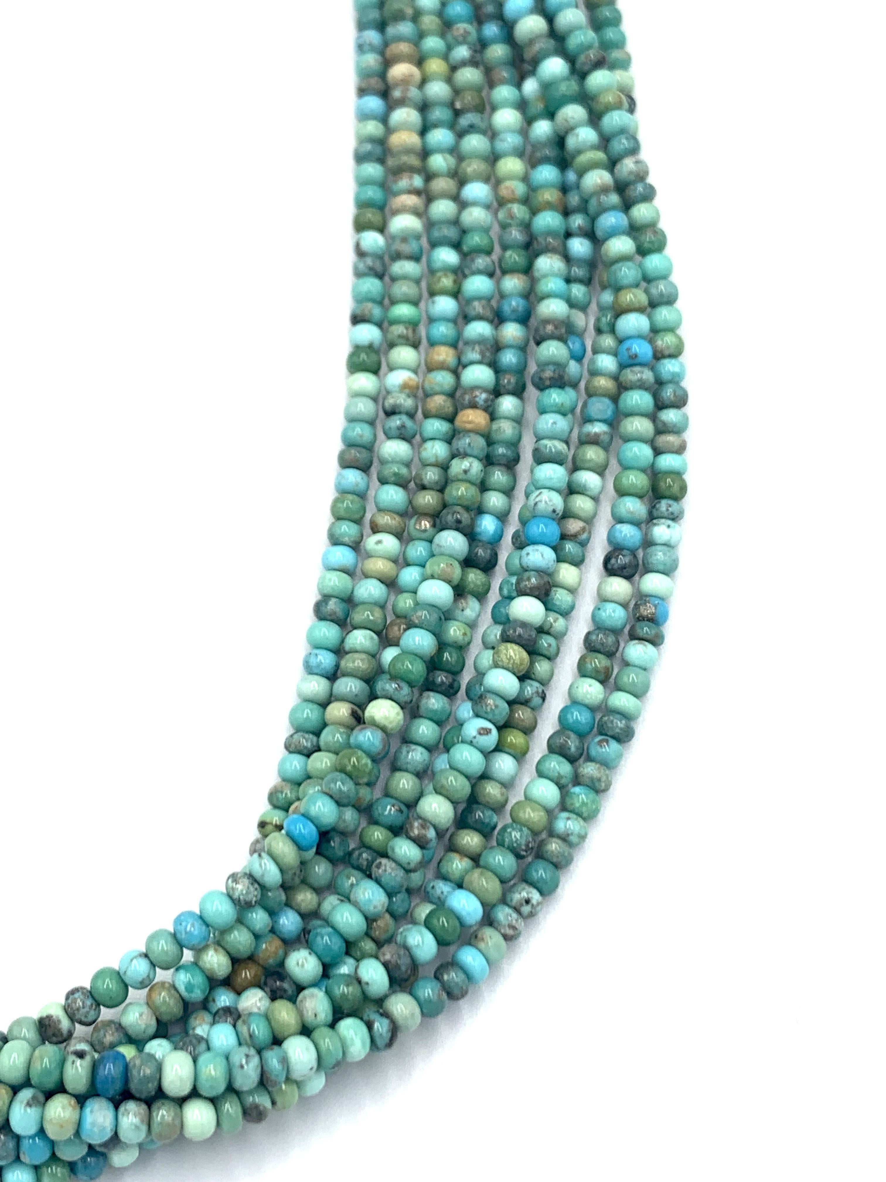 Collana di perline di turchese a 10 fili arrotolati a mano in vendita 4