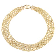 10 Strand Woven Yellow Gold Italian Necklace