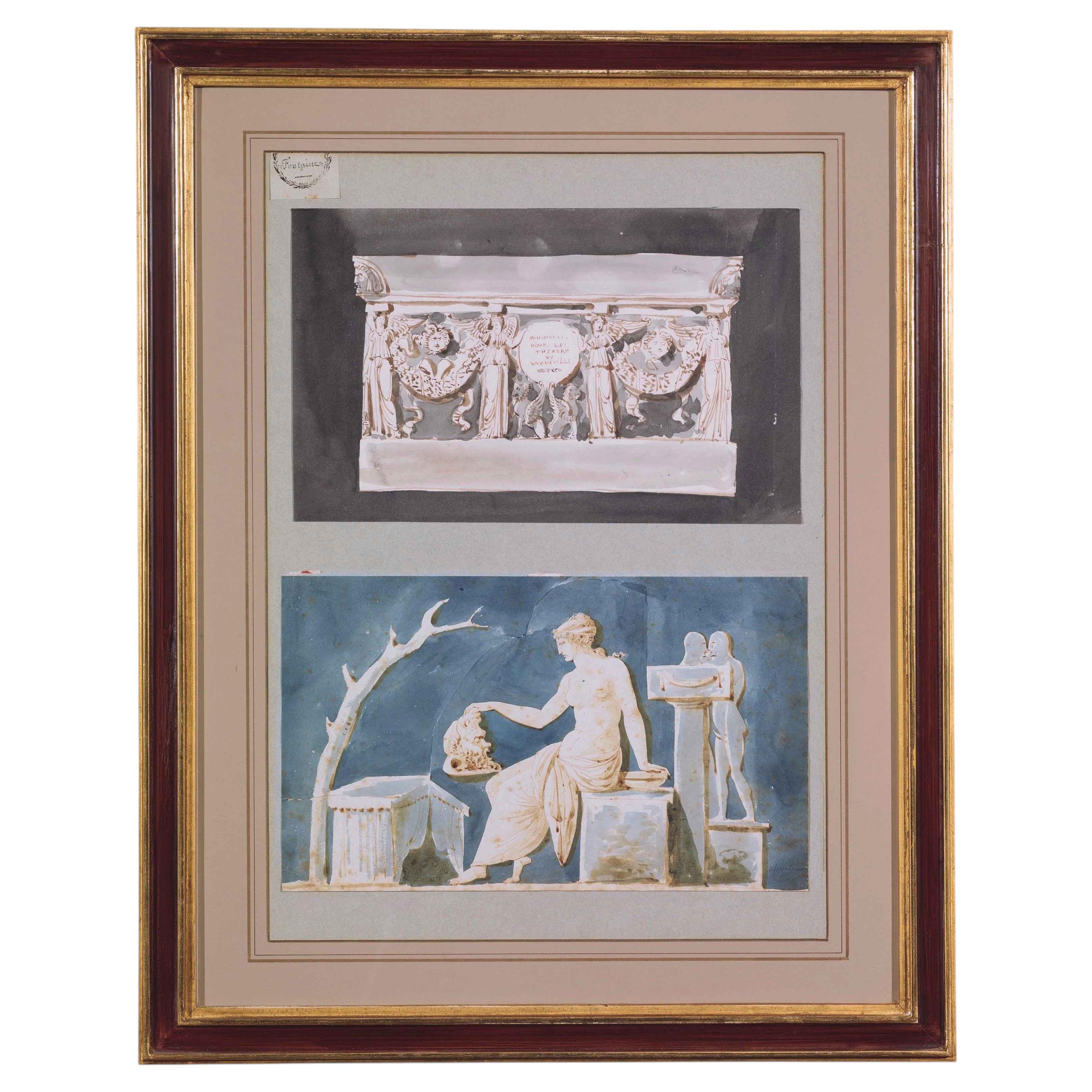 10 classical watercolours by Pierre-François-Léonard Fontaine (1762 - 1853). For Sale