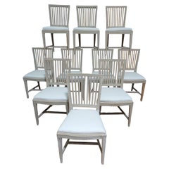 10 Swedish Gustavian Side Chairs 100% Original Paint