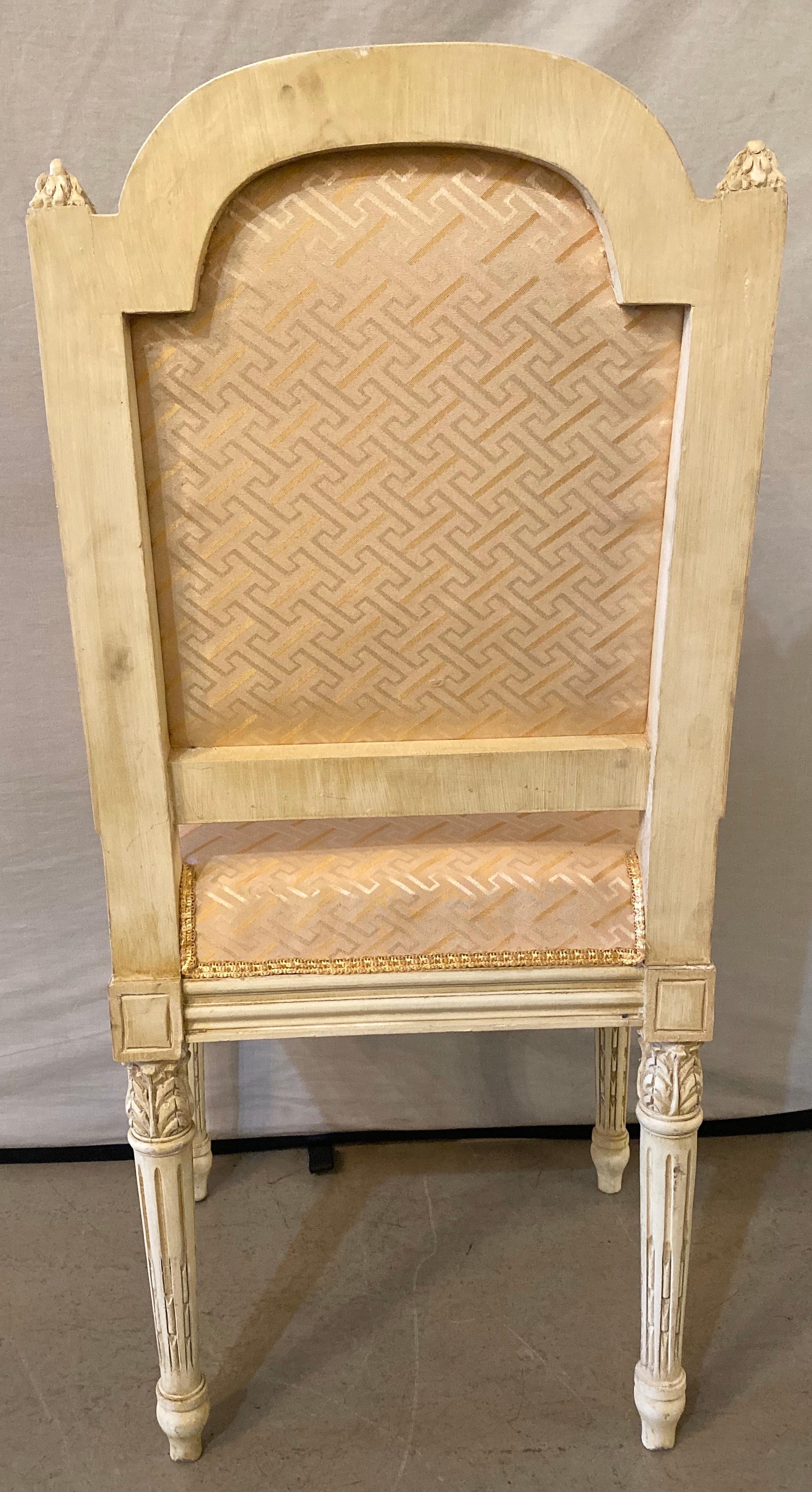 10 Swedish Louis XVI Style Dining / Side Chairs Painted Carved Frames New Fabric For Sale 8