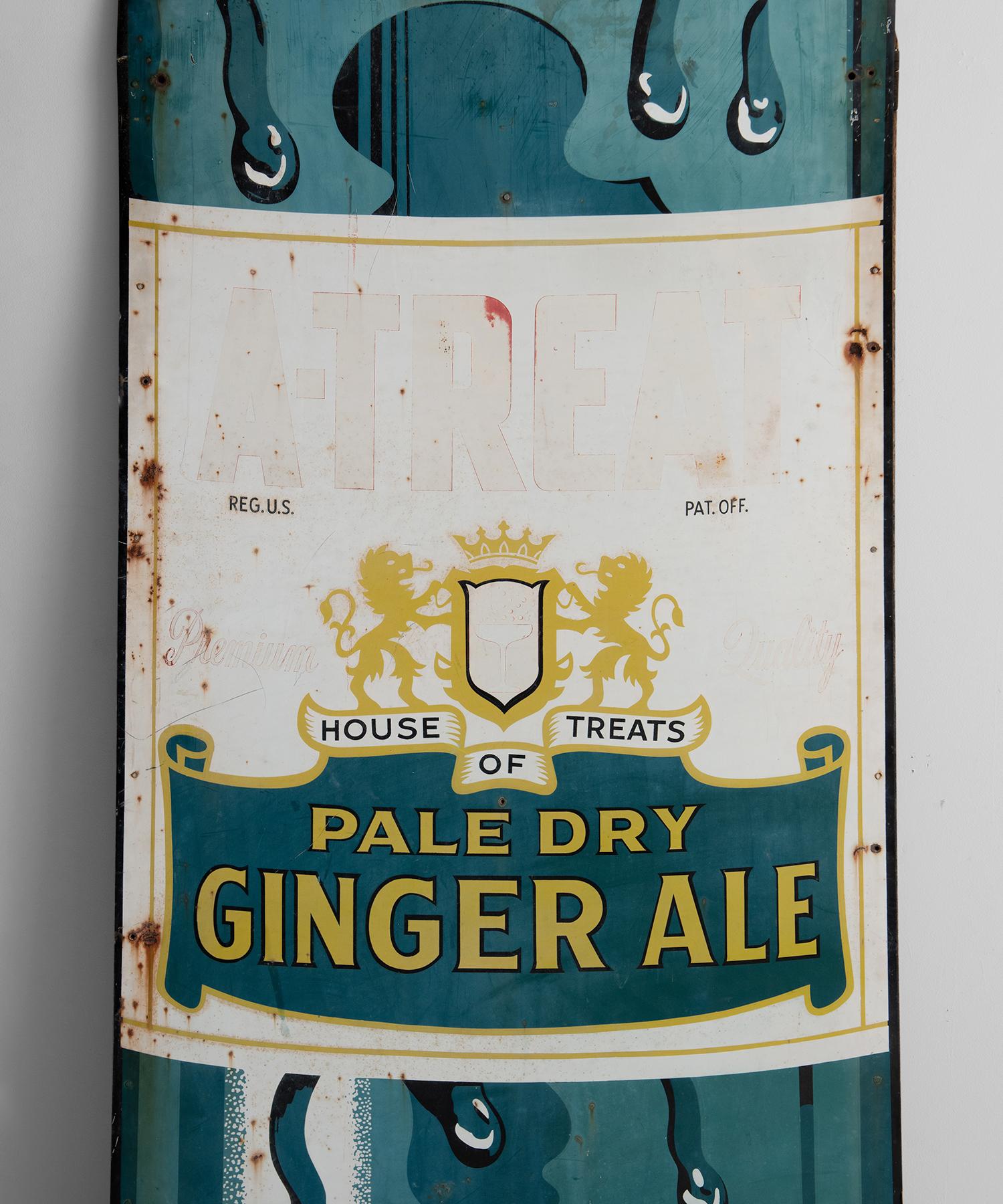 10' tall A-Treat ginger Ale advertisement, America, 20th century.

Enameled, painted aluminum sign.