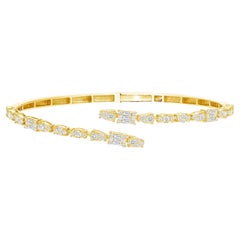 1.0 tcw 18K Yellow Gold Cuff Diamond Bangle, Wrap Diamond Bangle Illusion Bangle