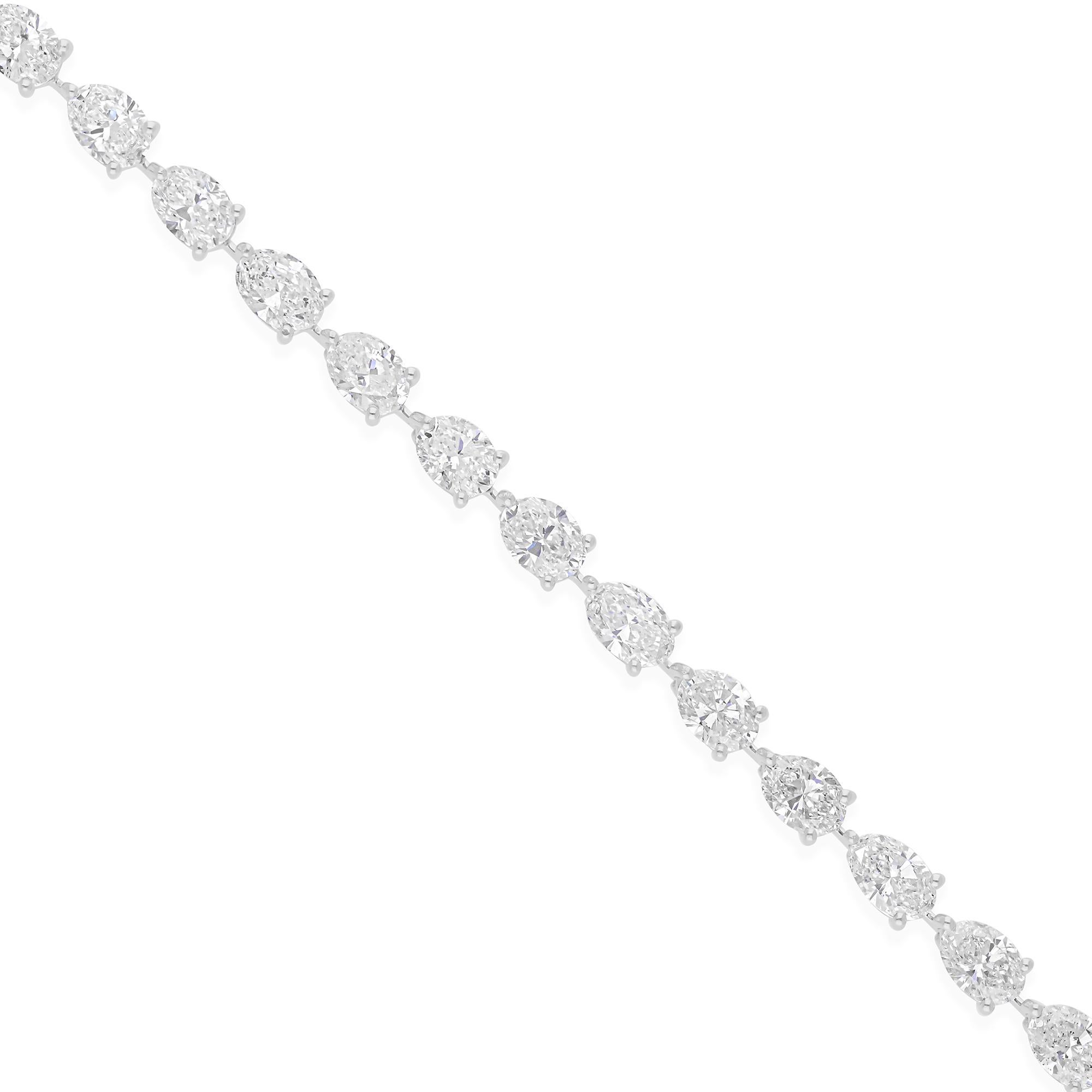 De las mujeres 10 TCW SI/H Diamante ovalado Oro blanco 14k Pulsera de tenis Regalo Todos los aranceles pagados en venta