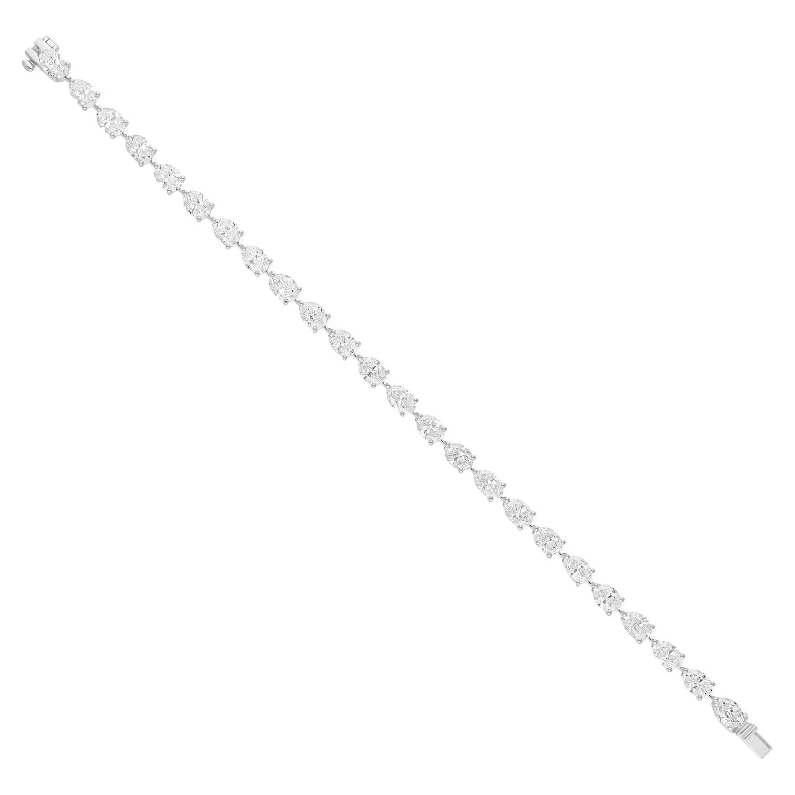10 TCW SI/H Diamante ovalado Oro blanco 14k Pulsera de tenis Regalo Todos los aranceles pagados