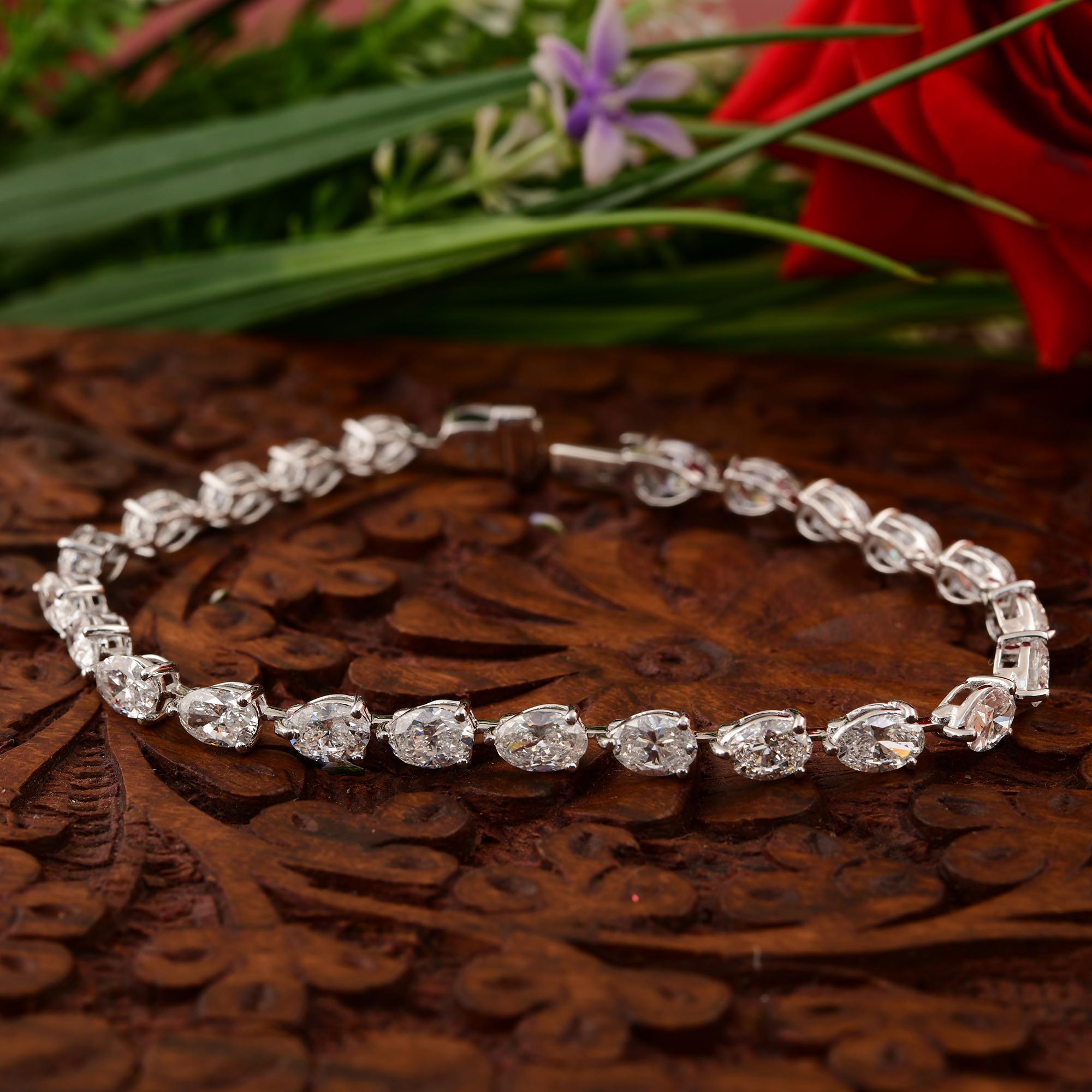 10 TCW SI/H Diamante ovalado Oro blanco 18k Pulsera de tenis Regalo Todos los aranceles pagados en Nuevo estado para la venta en Diera, Dubai