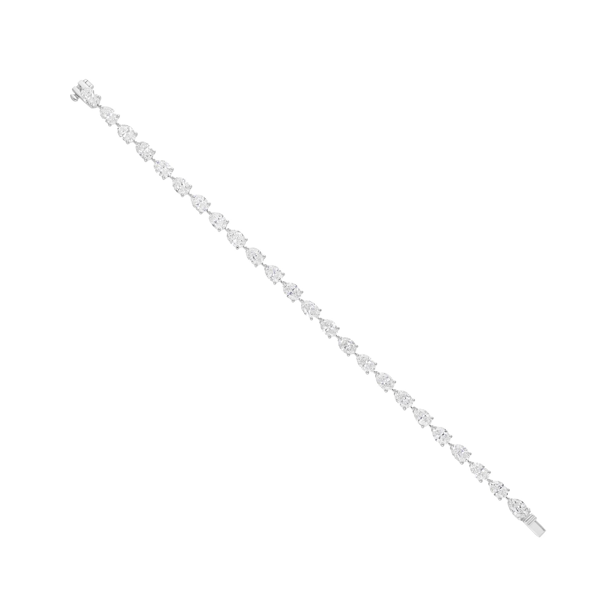 10 TCW SI/H Diamante ovalado Oro blanco 18k Pulsera de tenis Regalo Todos los aranceles pagados