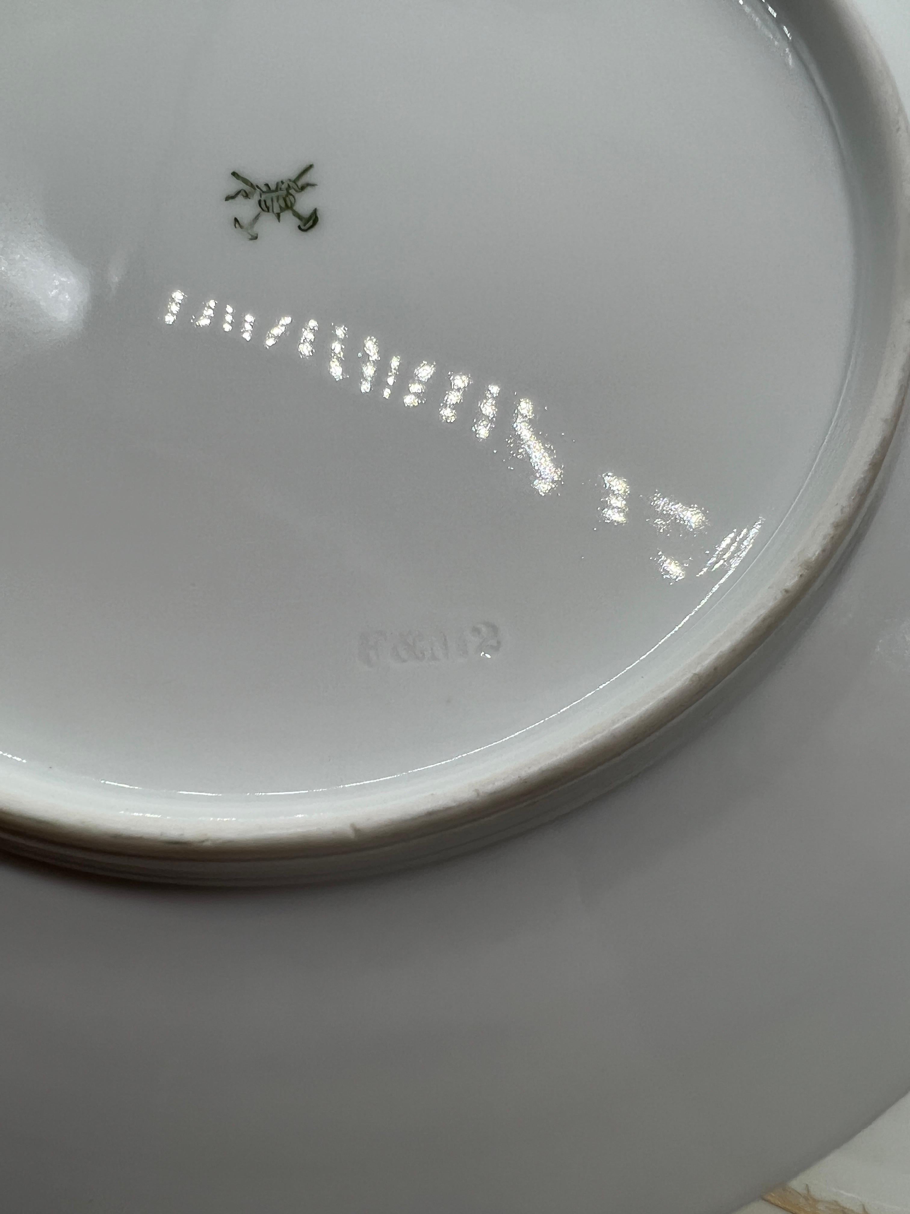 (10) Ten Fischer & Mieg Pirkenhammer Gilt Vine Encrusted Porcelain Dinner Plates For Sale 1