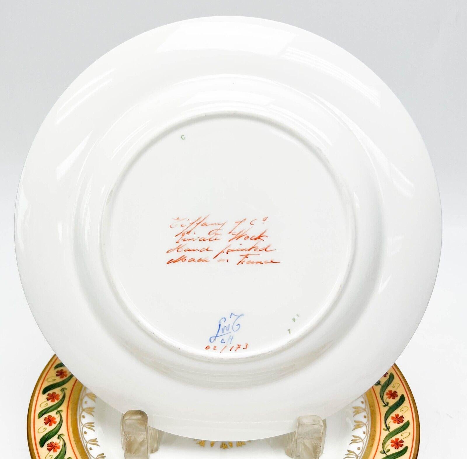 20th Century  10 Tiffany Le Tallec Private Stock Porcelain Dessert Plates in Directoir 1964 For Sale