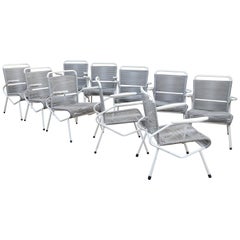 10x Tubular Frame Gerrit Rietveld Style Enameled Steel Outdoor Garden Chairs 