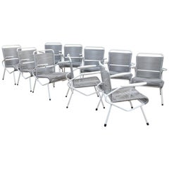 10x Tubular Frame Gerrit Rietveld Style Enameled Steel Outdoor Garden Chairs