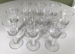 10 Vintage Blown Double Twist Latticino Stem Glass Goblets