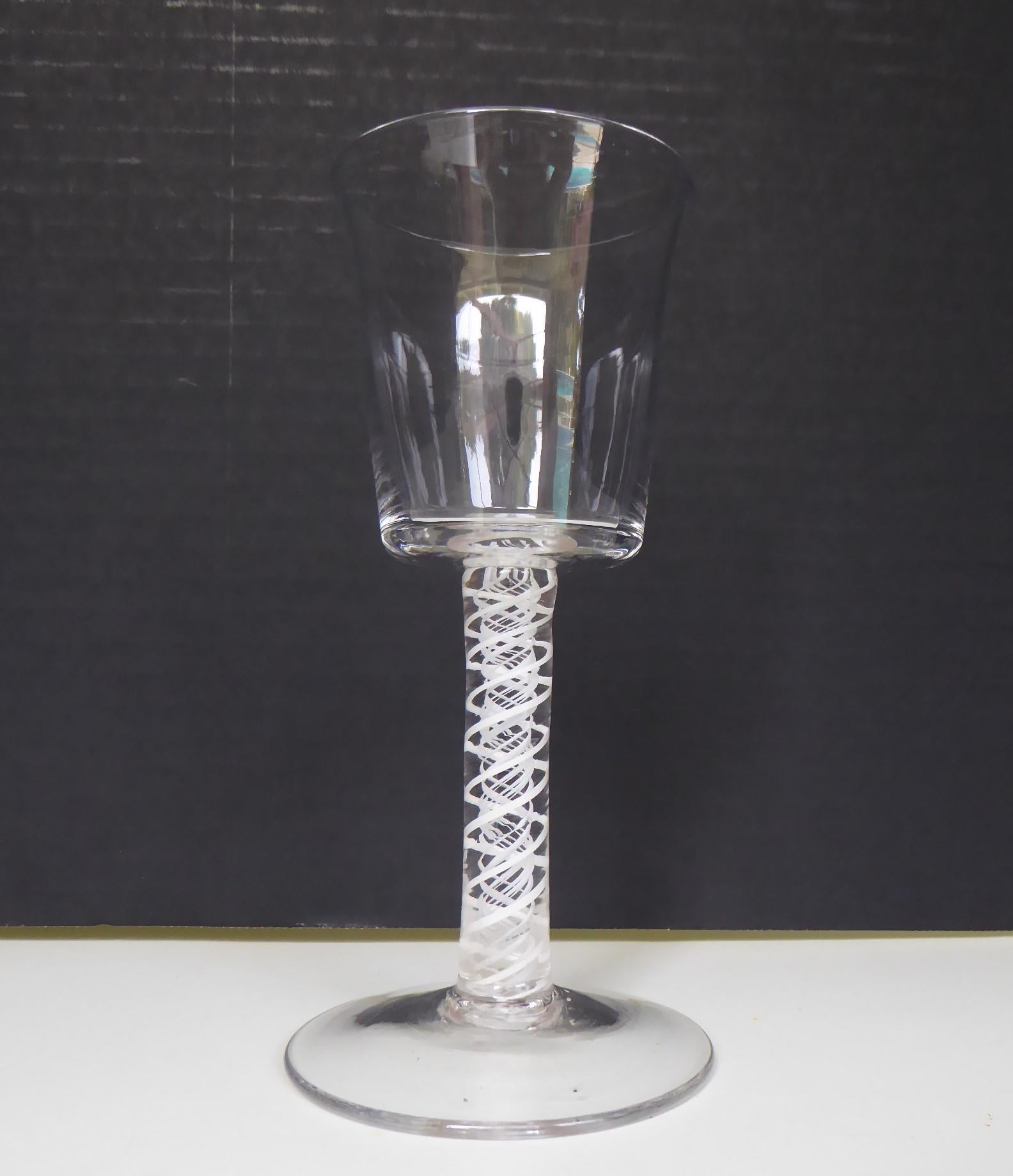 10 Vintage Blown Double Twist Latticino Stem Glass Goblets 1