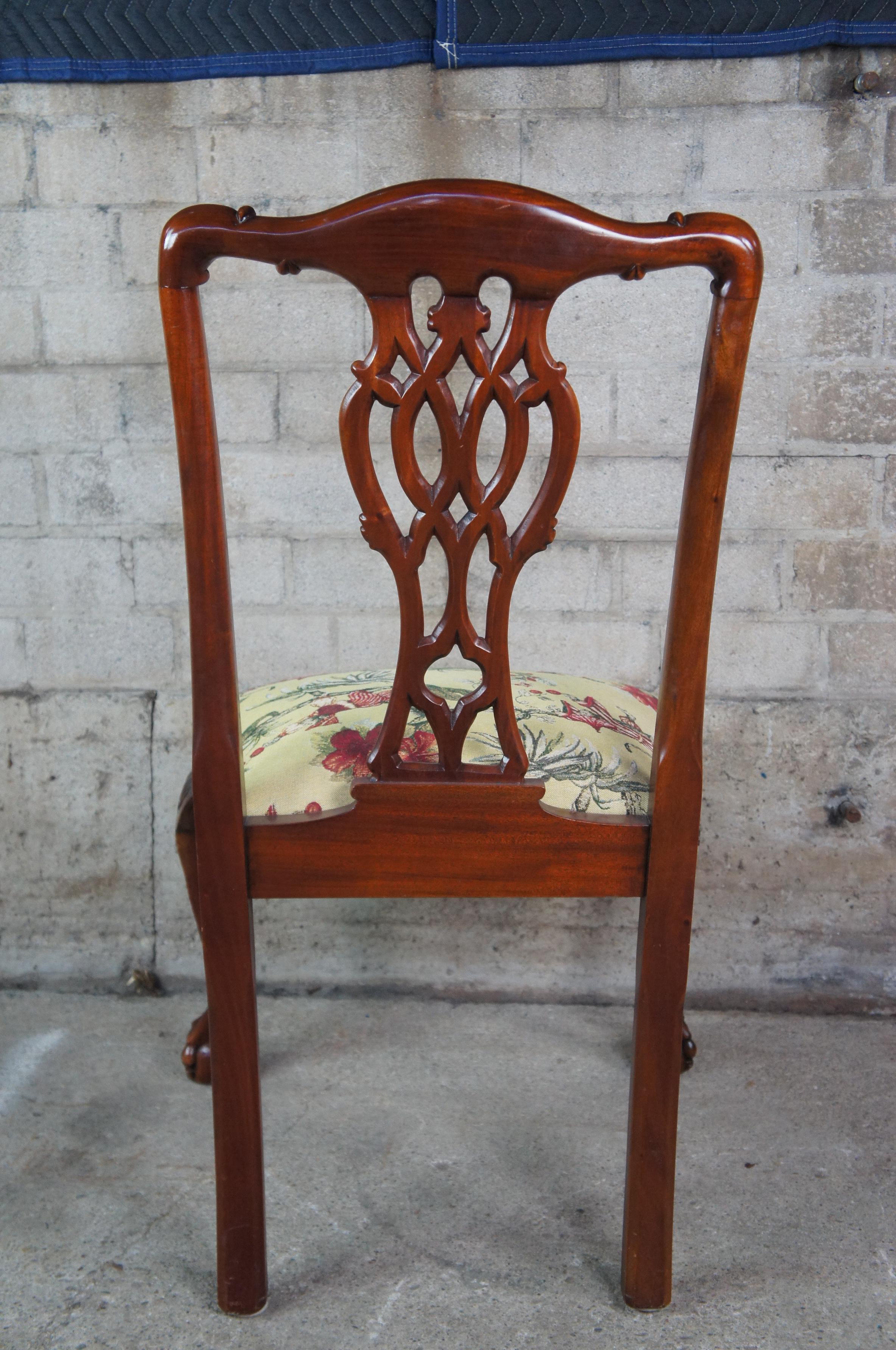 10 Vintage Chippendale Carved Mahogany Pretzel Back Ball & Claw Dining Chairs  5