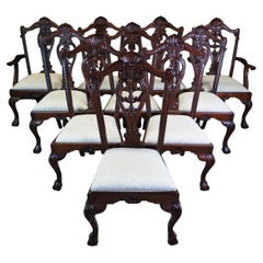 10 Vintage Chippendale Style Mahogany Ball & Claw Dining Chairs Baroque Rococo
