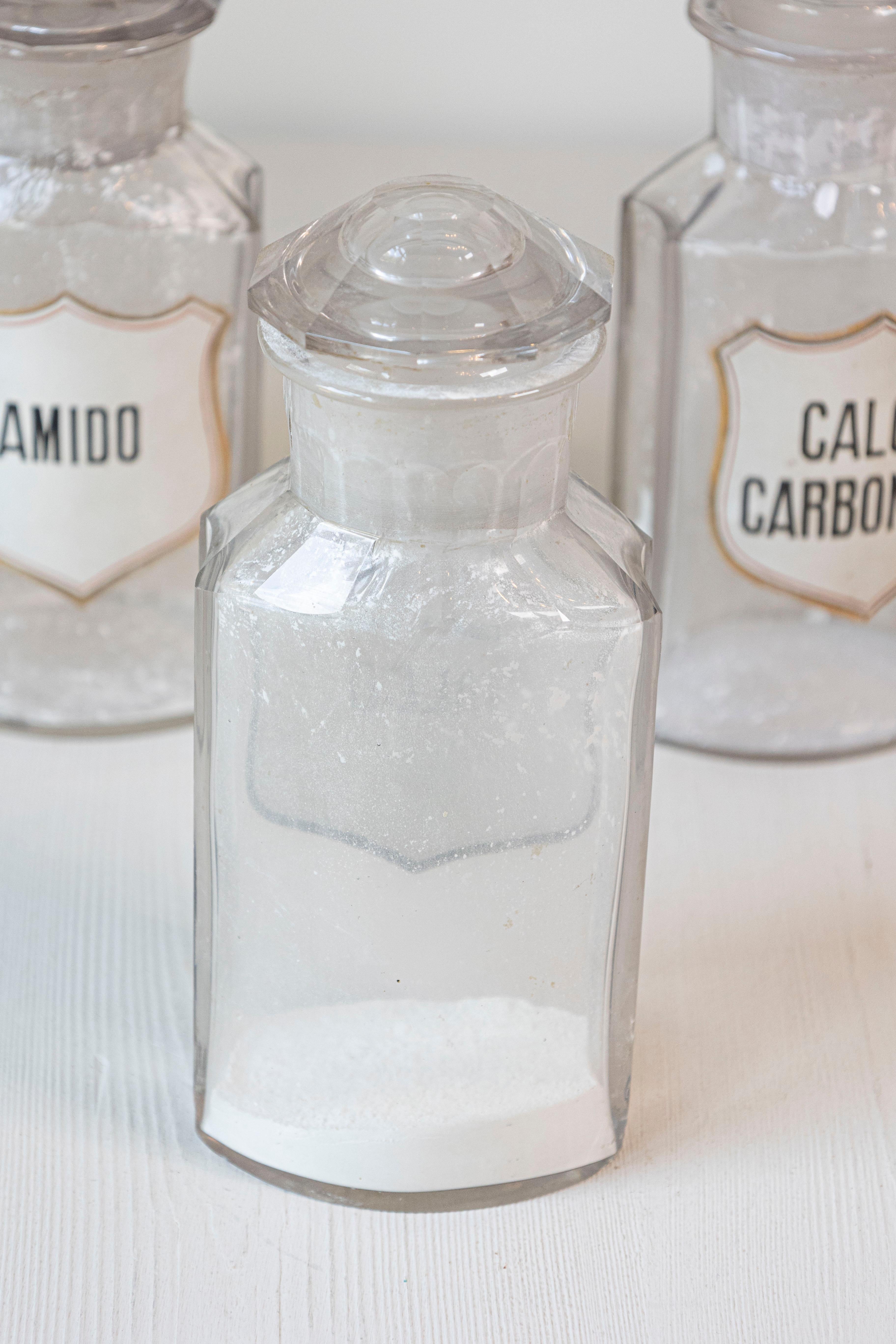 10 Vintage Italian Glass Pharmacy Jars with Labels, Sold Each For Sale 9