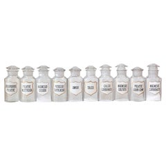 10 Barattoli da farmacia in vetro italiano vintage con etichette, venduti ciascuno